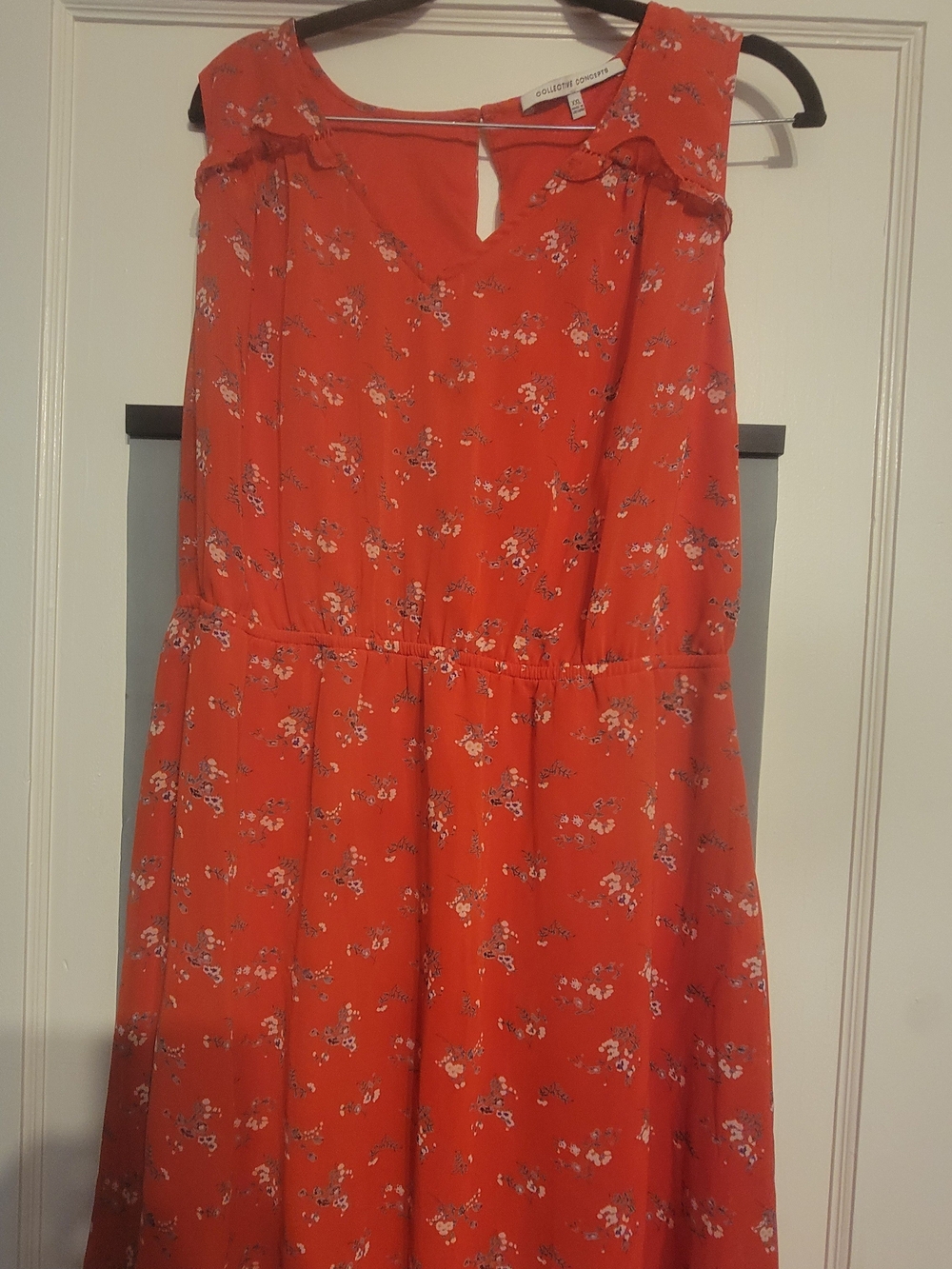 Orange Floral Sleeveless Kids Dress
